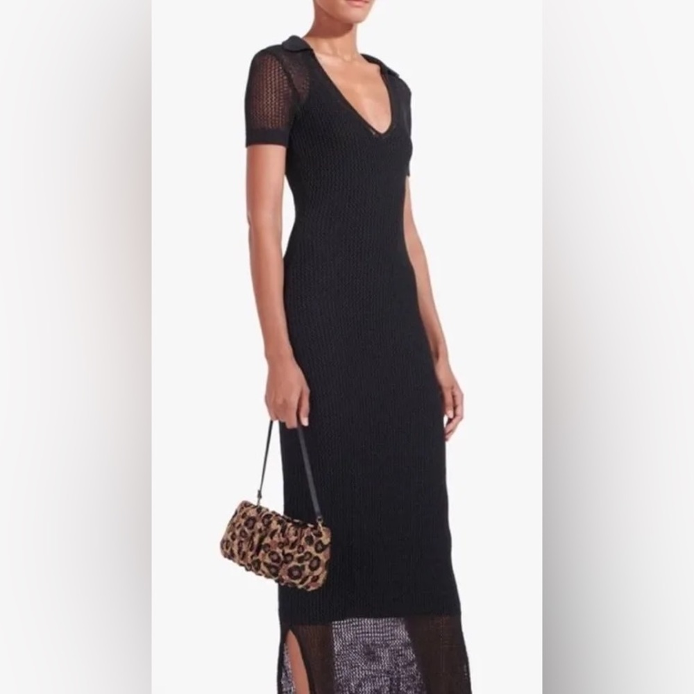 STAUD Oceane Black Crochet Dress